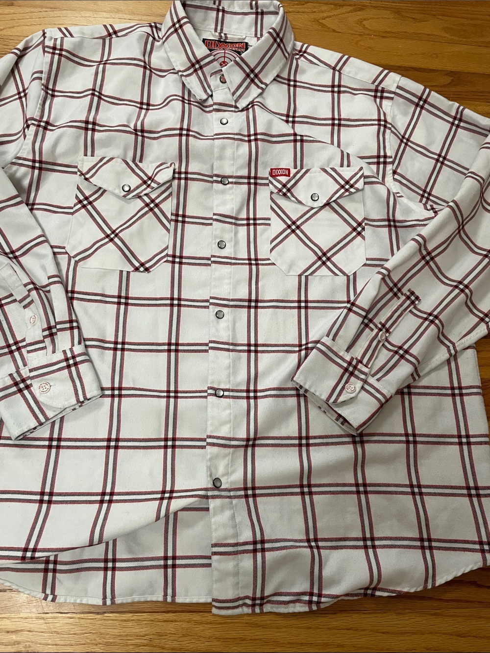 DIXXON White and Maroon Plaid Long-Sleeve Button-Down Shirt